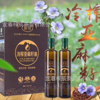 一件代發(fā) 冷榨亞麻籽油500ml/2瓶禮盒裝月子油